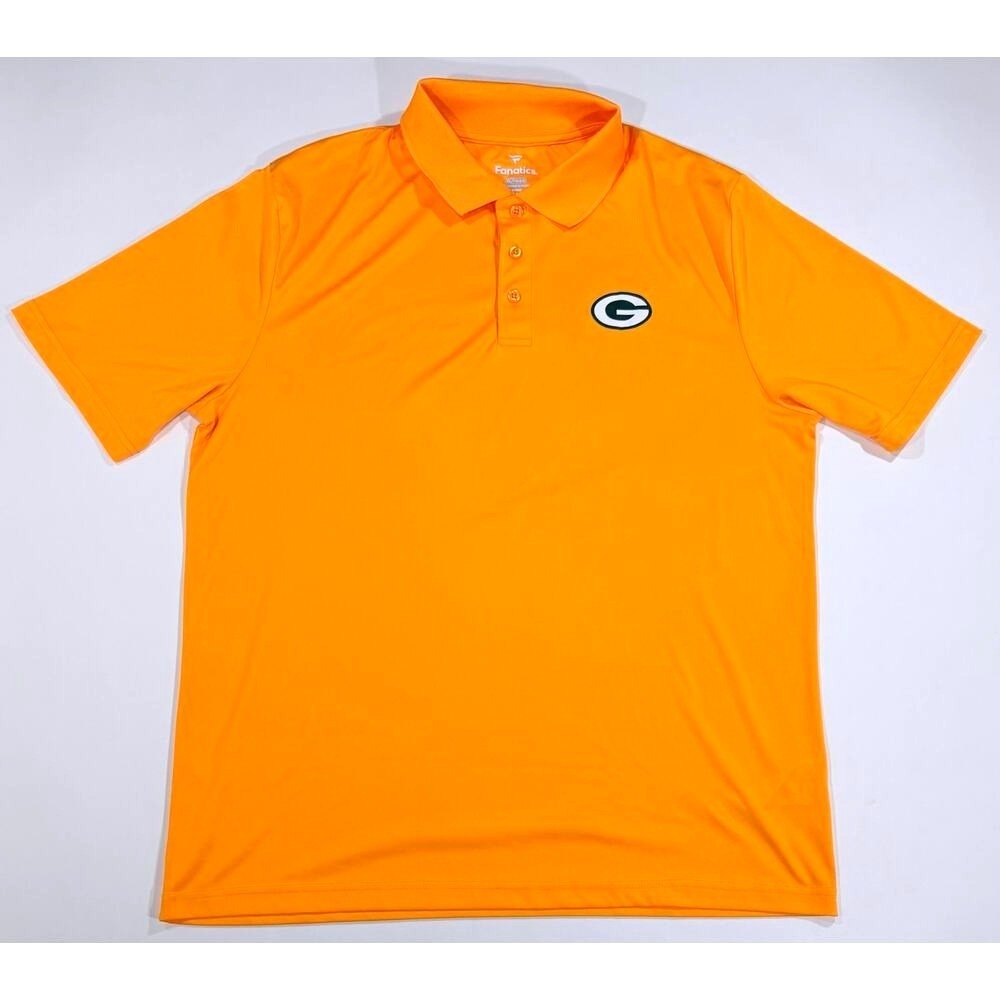 Fanatics Green Bay Packers Mens XL Orange Short Sleeve Performance Polo Shirt